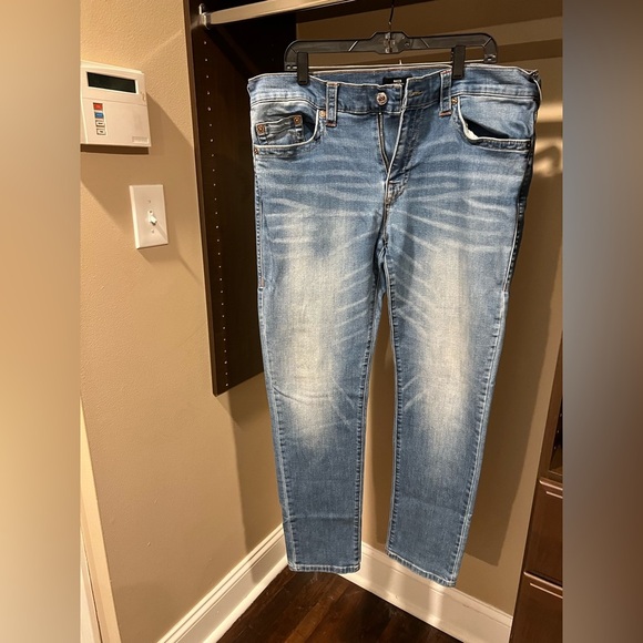 True Religion Slim Blue Jeans Distressed Wash - Picture 1 of 6